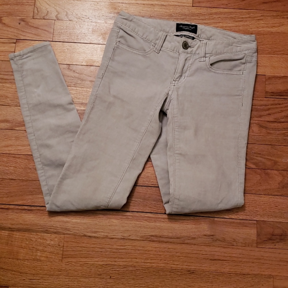 AE Light Gray Super Stretch Cordoray Jeggings